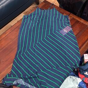 Rowing Blazers Navy and Green Striped Dress